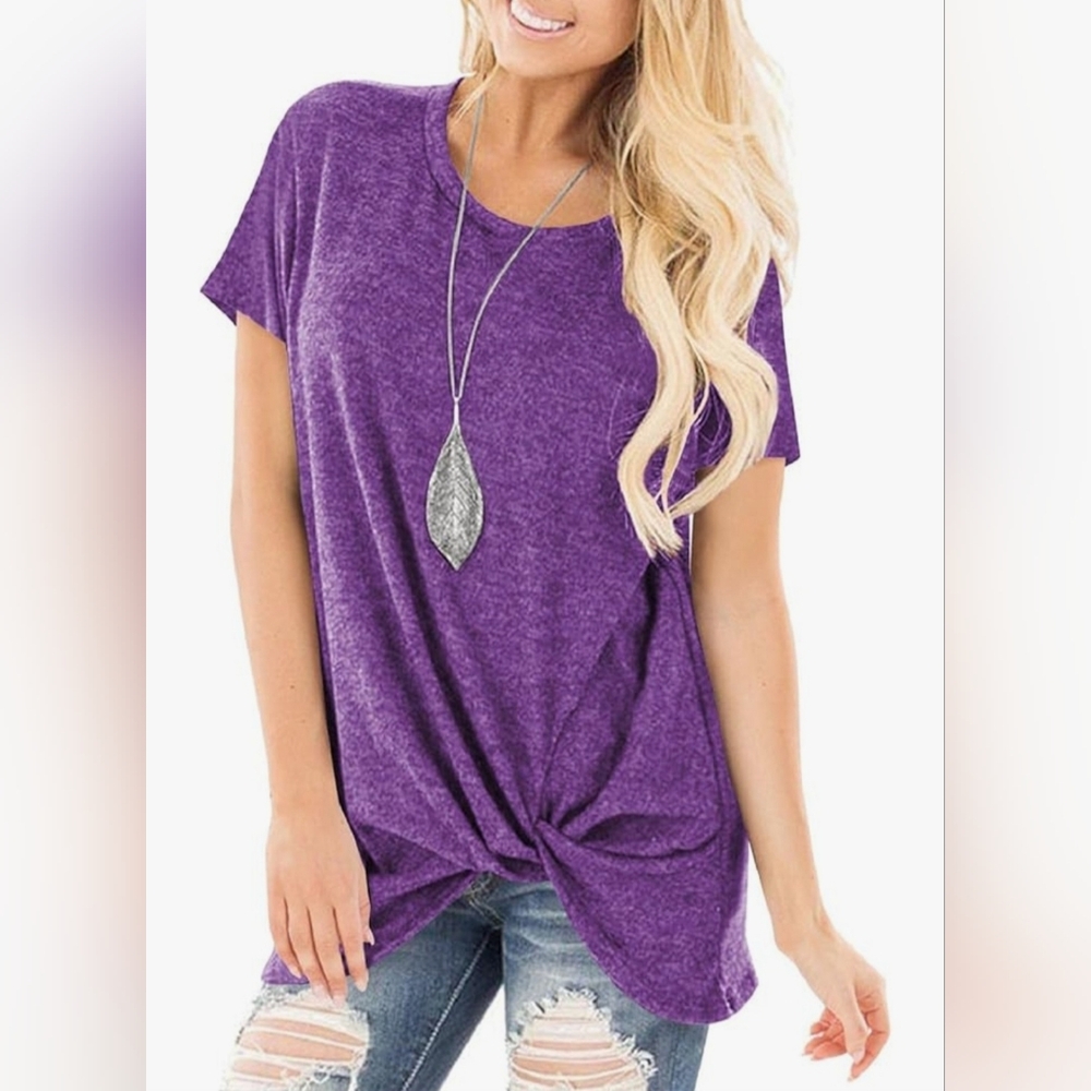 Purple twisted knot  Short Sleeve T Shirts Top 2XL‎ NWT